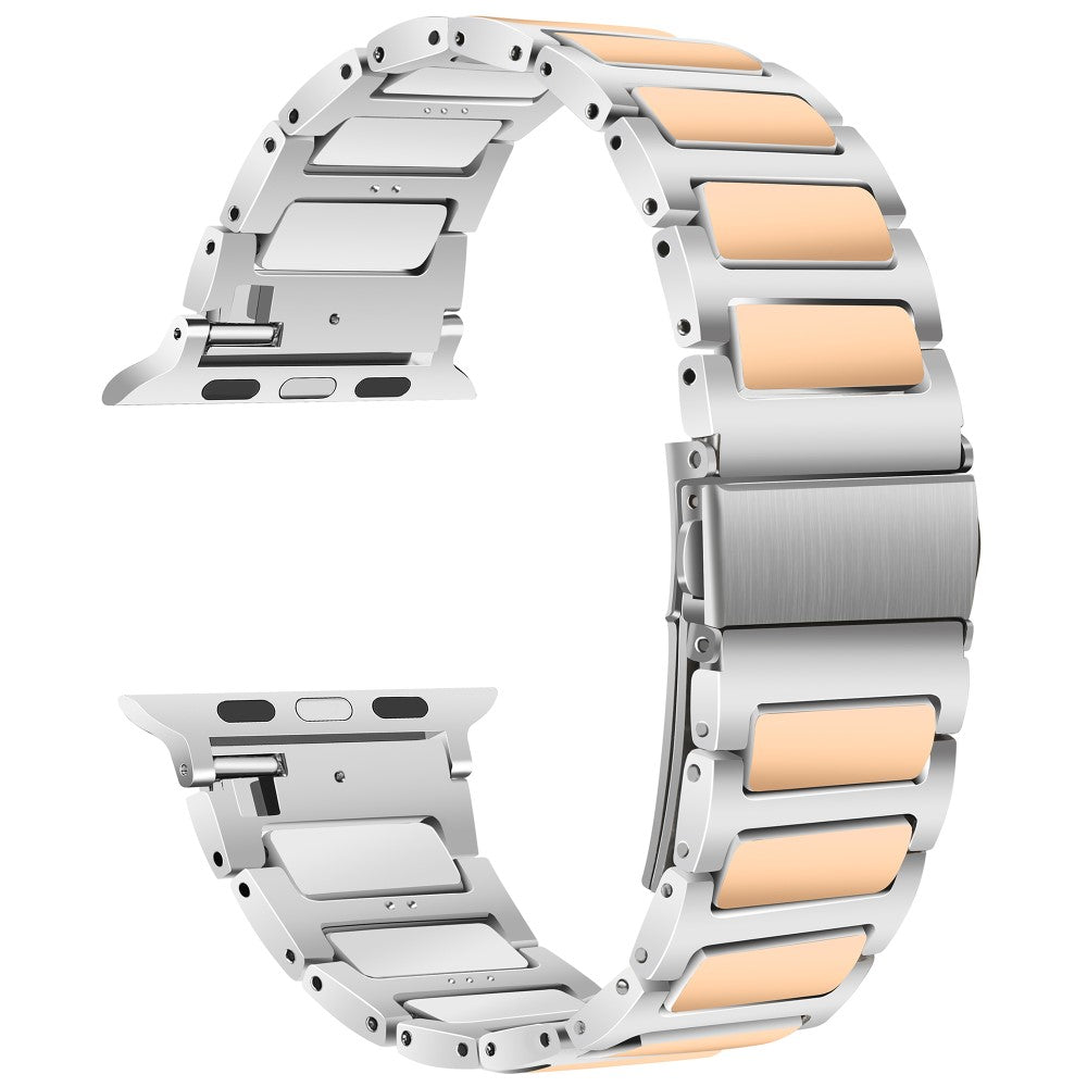 Apple Watch Series 49mm - 45mm - 44mm - 42mm Zinc Alloy Smartwatch Strap - Silver+Rose Gold#serie_5