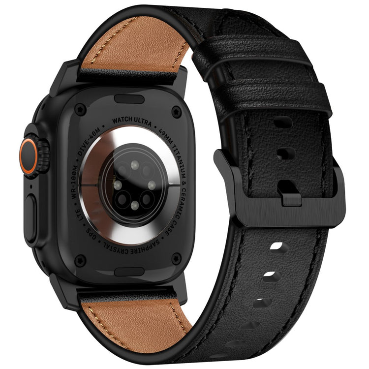 KALEBOL Apple Watch Series 49mm - 45mm - 44mm - 42mm Cowhide Leather Band - Black+Black#serie_2