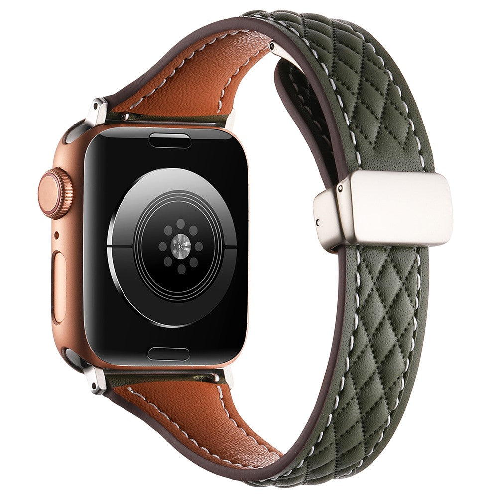 KALEBOL Apple Watch Series 49mm - 45mm - 44mm - 42mm Genuine Leather Watch Band - Olive Green#serie_1