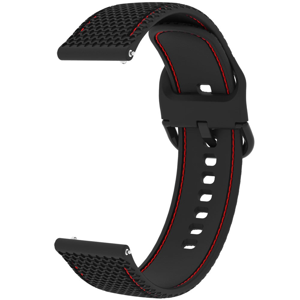 Samsung Galaxy Watch3 45mm / Garmin Forerunner 265 / Venu 3 Stitching Line Silicone Watch Band 22mm Wrist Strap - Black+Red Line#serie_1