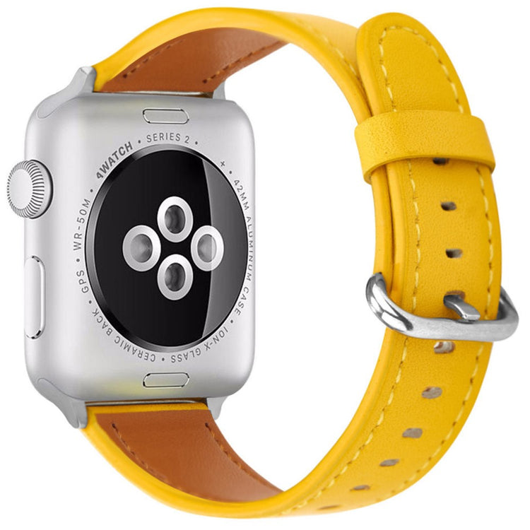 Apple Watch Series 41mm - 40mm - 38mm Genuine Cow Leather Strap - Yellow#serie_3