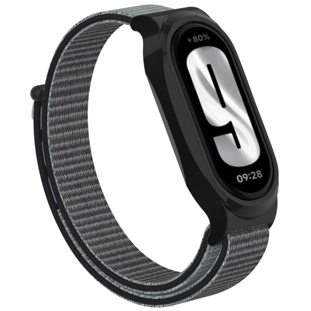 Xiaomi Mi Band 9 / Smart Band 8 Watch Band Nylon Loop Wrist Strap with Bump Resistant Watch Case - Iron Grey#serie_12