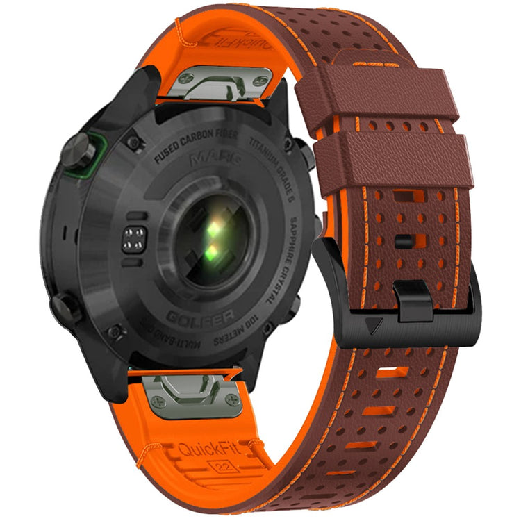 KALEBOL Garmin Fenix Series 5X - 6X - 7X - 26mm Silicone Watch Band Dual Color Dot Holes Design - Coffee+Orange#serie_5