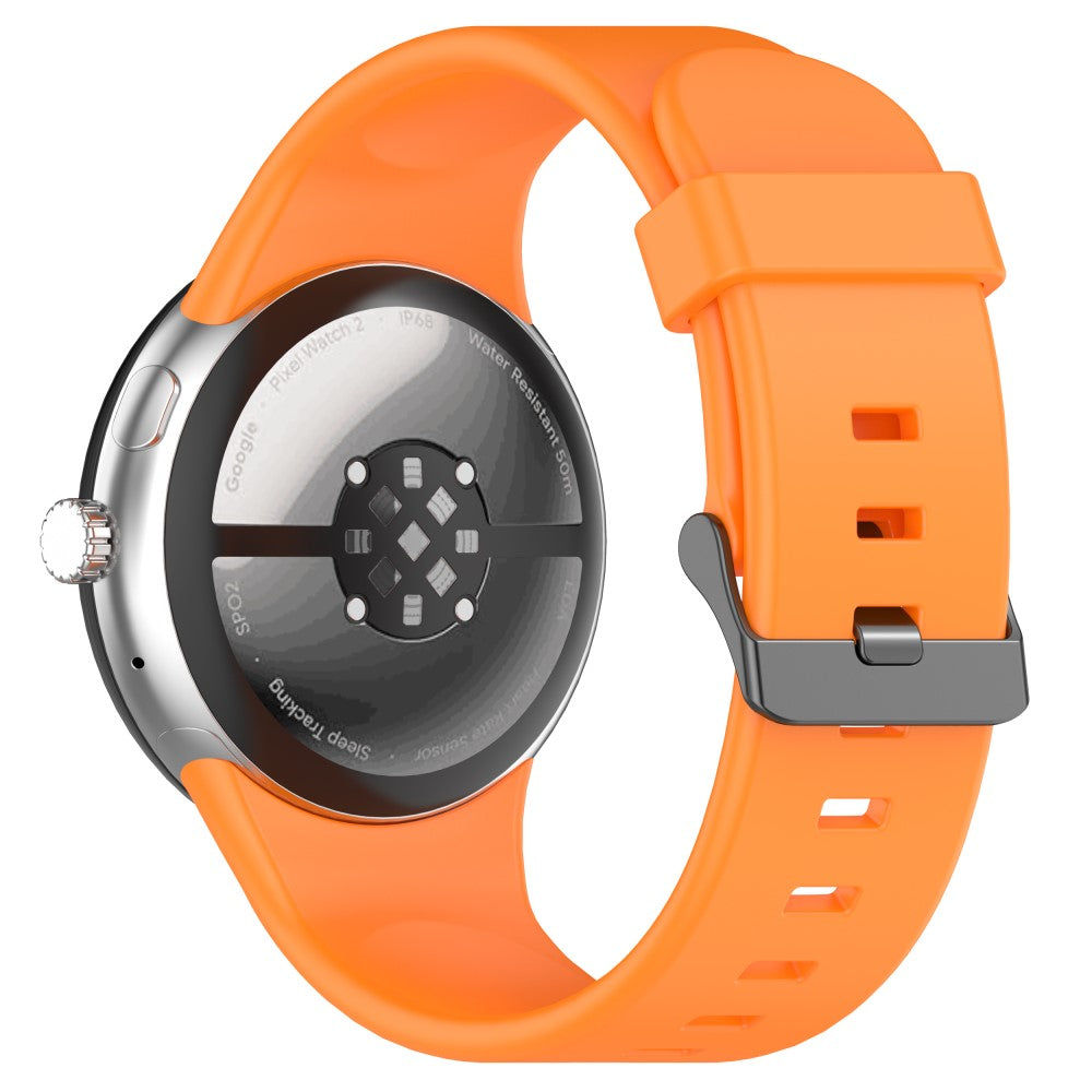 Google Pixel Watch 3 45mm Silicone Watch Band Replacement Strap with Metal Connector - Orange#serie_3