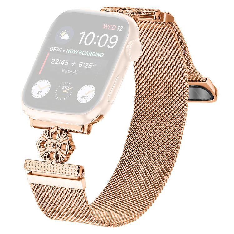 Apple Watch Series 49mm - 45mm - 44mm - 42mm Band Flower Magnetic Mesh Watch Strap - Rose Gold#serie_2