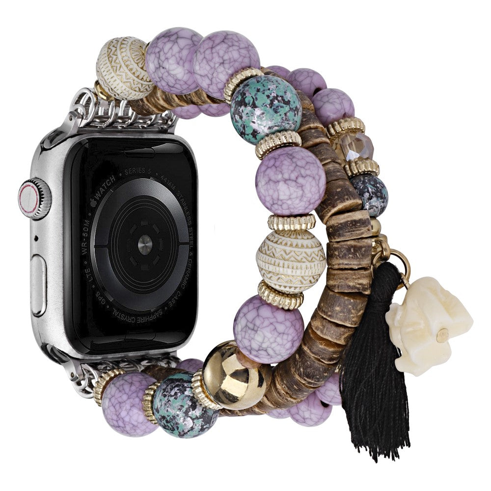 Apple Watch Series 49mm - 45mm - 44mm - 42mm Beads Strap Elephant Pendant - Purple#serie_3