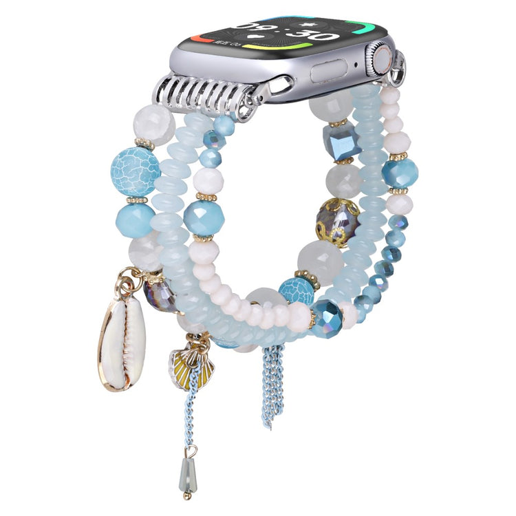 Apple Watch Series 49mm - 45mm - 44mm - 42mm Shell Beads Bands Three Rows - Baby Blue#serie_5