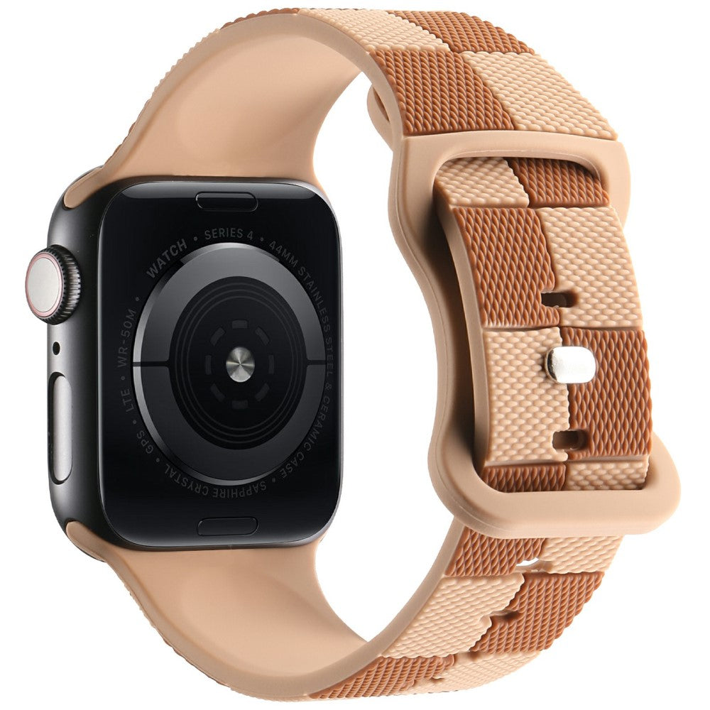 Apple Watch Series 41mm - 40mm - 38mm Checkerboard Silicone Band - Light Brown#serie_2