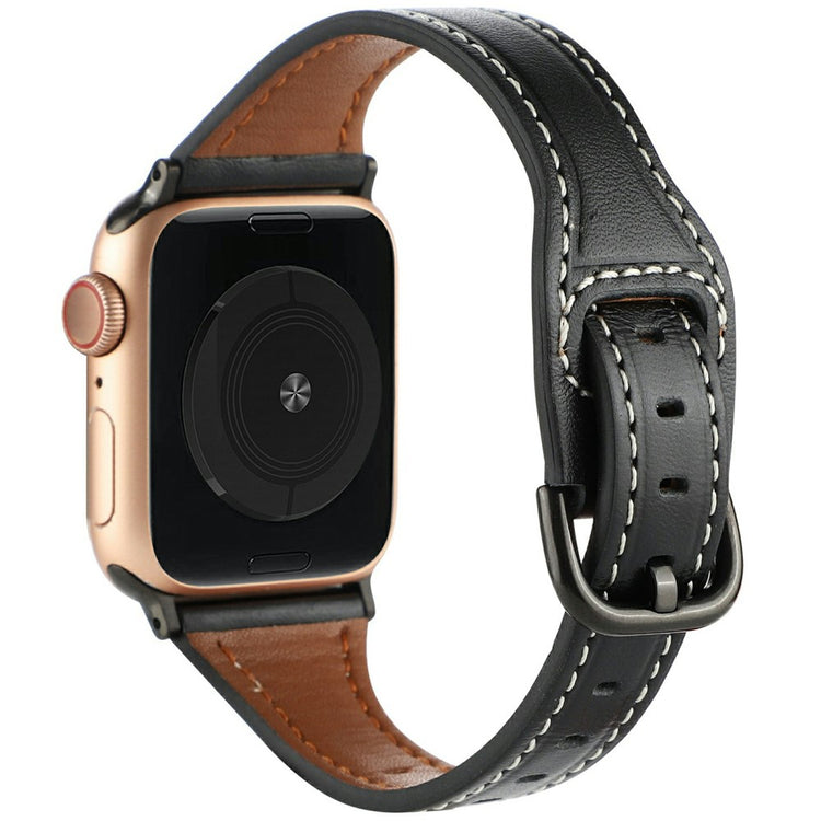 Apple Watch Series 41mm - 40mm - 38mm Genuine Cow Leather Strap - Black+Black Buckle#serie_3