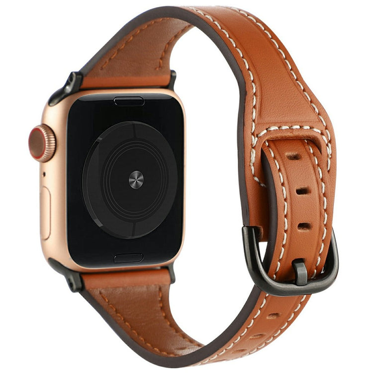 Apple Watch Series 41mm - 40mm - 38mm Genuine Cow Leather Strap - Brown+Black Buckle#serie_6