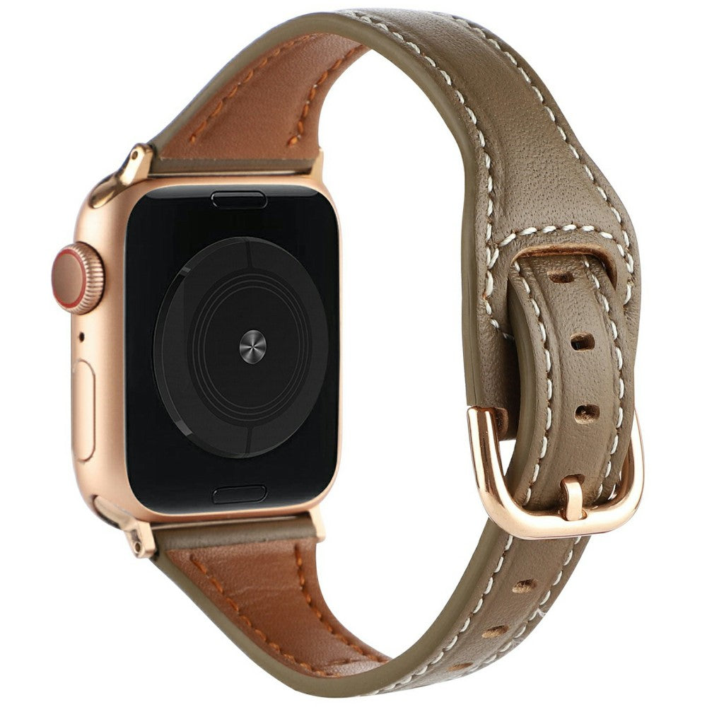 Apple Watch Series 41mm - 40mm - 38mm Genuine Cow Leather Strap - Coffee+Rose Gold Buckle#serie_7