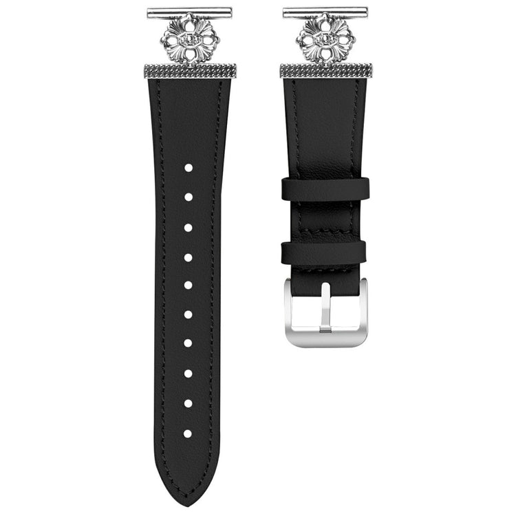 Huami Amazfit Pop Pro Watch Band Genuine Cow Leather Flower Decor Adjustable Strap - Black#serie_2