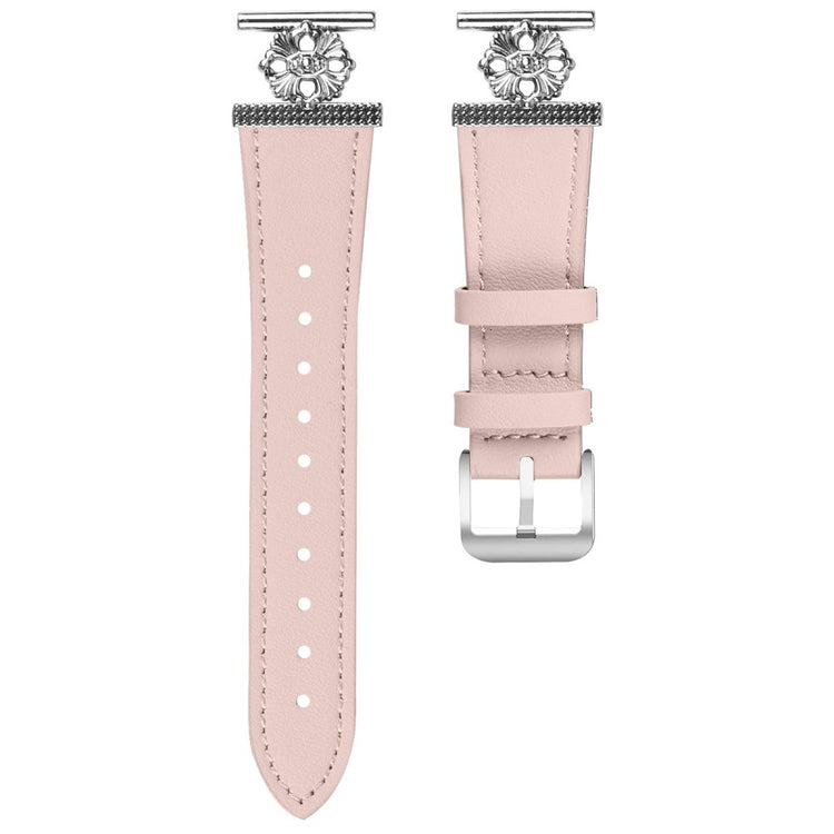 Huami Amazfit GTS 4 Mini Watch Band Genuine Cow Leather Flower Decor Adjustable Strap - Pink#serie_3