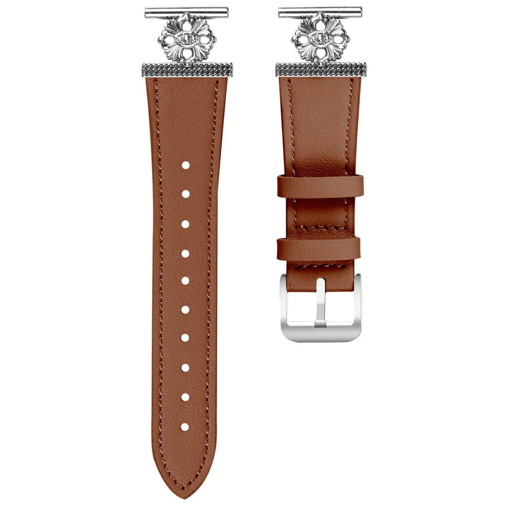 Honor Watch ES Watch Band Genuine Cow Leather Flower Decor Adjustable Strap - Brown#serie_4