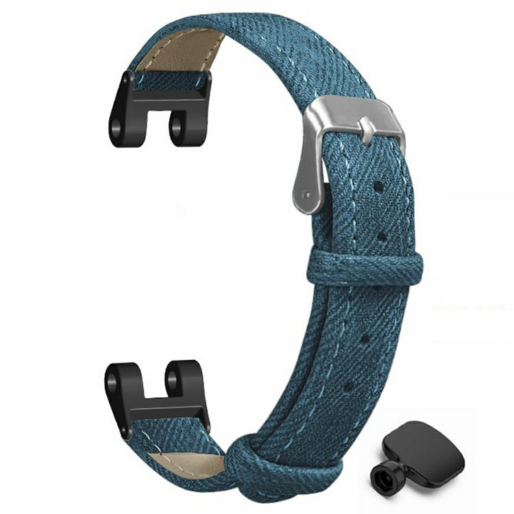 Garmin Lily Watch Band Denim Texture Vegan Leather Adjustable Strap - Blue#serie_2