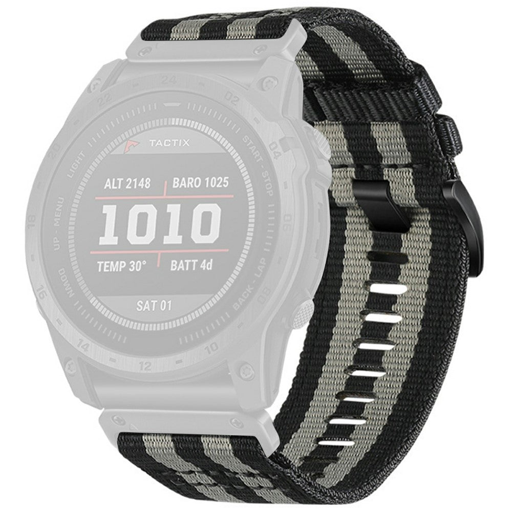 Watchband for Garmin Fenix 8 51mm / Enduro 3 / Instinct 2X Universal 26mm Quick Release Nylon Canvas Watch Strap - Black+Grey#serie_2