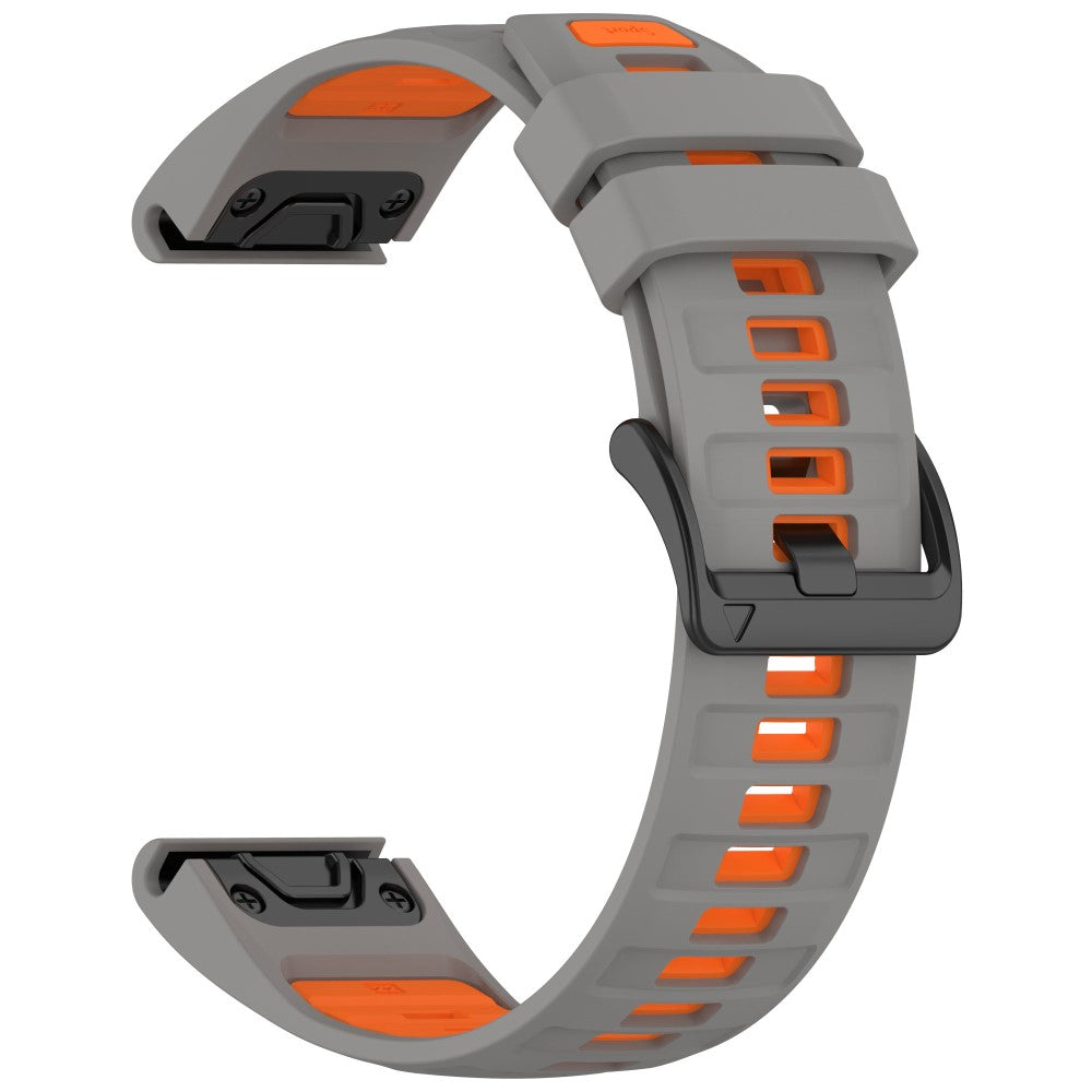 22mm Strap Garmin Fenix 8 47mm / Fenix E 47mm / Quatix 7 Pro Universal Silicone Watch Band - Space Grey+Orange#serie_11