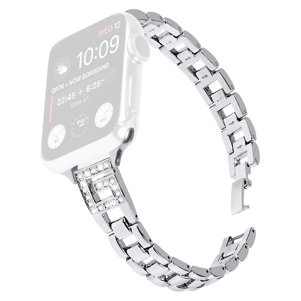 Strap Apple Watch Series 49mm - 45mm - 44mm - 42mm G-Shape Rhinestone Band - Silver#serie_3