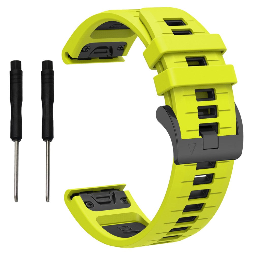 Garmin Fenix 8 47mm / Fenix E 47mm / Fenix 7 Quick Release Watch Band Dual Color 22mm Silicone Wrist Strap - Green  /  Black#serie_5