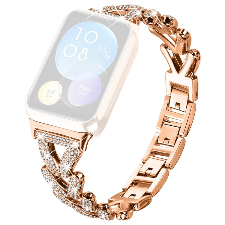 Metal Twisted Watch Band Rhinestone Decor Xiaomi Smart Band 8 Pro Watch Strap - Rose Gold#serie_4