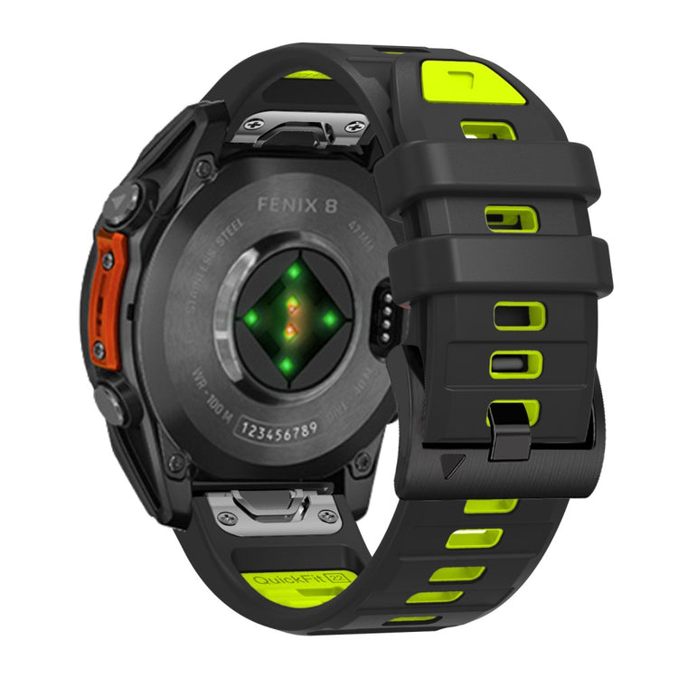 26mm Watch Strap Garmin Fenix 8 51mm / Enduro 3 / Instinct 2X Universal Silicone Band - Black+Lime#serie_7