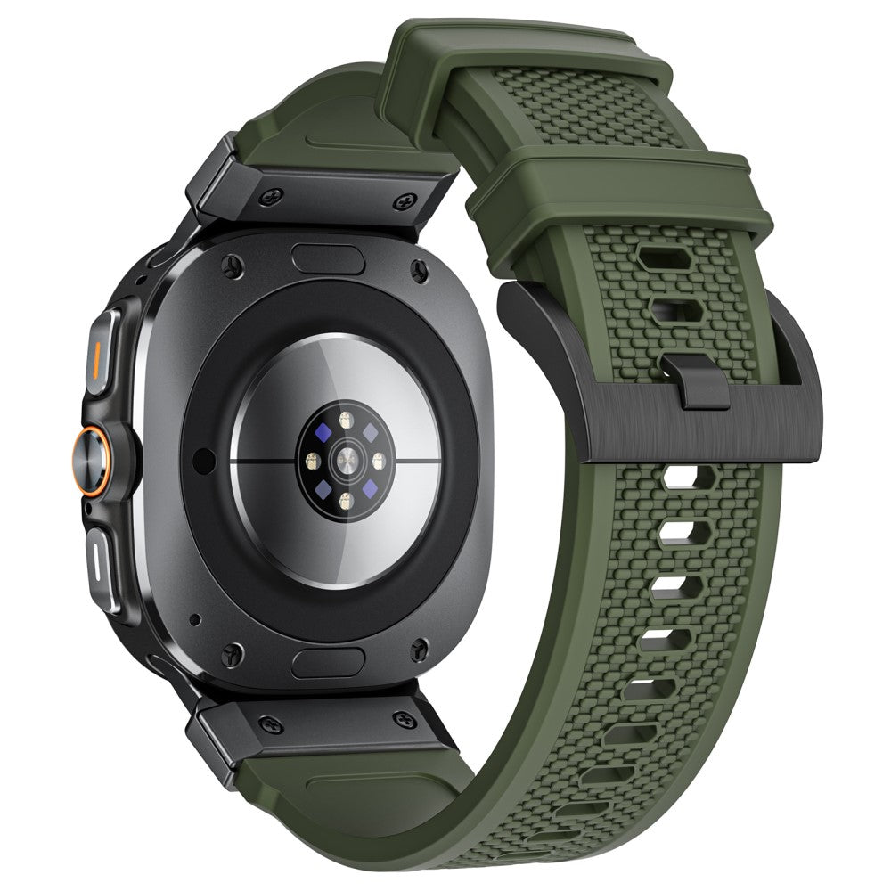 Samsung Galaxy Watch Ultra 47mm Sport Band Rubber Breathable Watch Strap - Army Green / Black Connector#serie_3