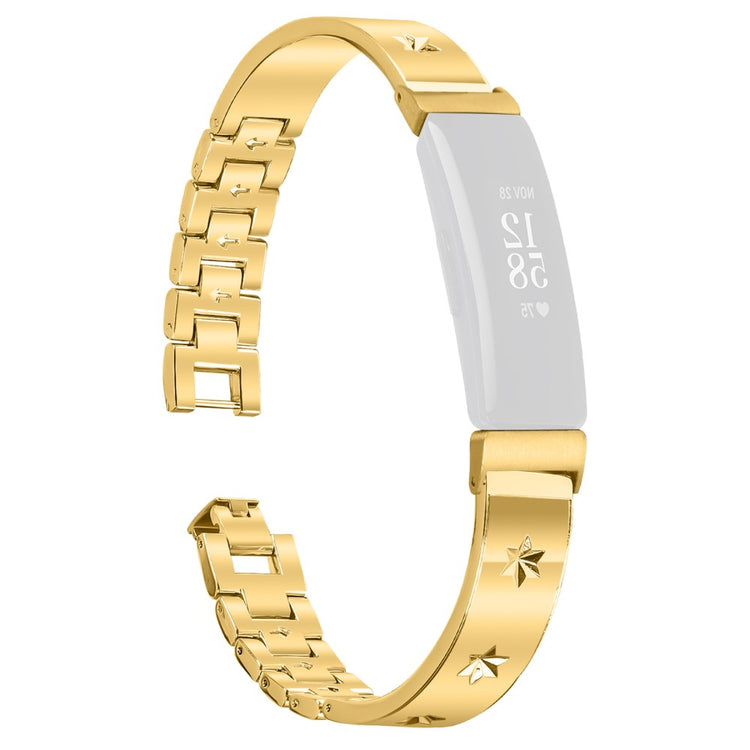 Fitbit Inspire 2 Replacement Strap Metal Watch Band Snowflake Pattern - Gold#serie_2