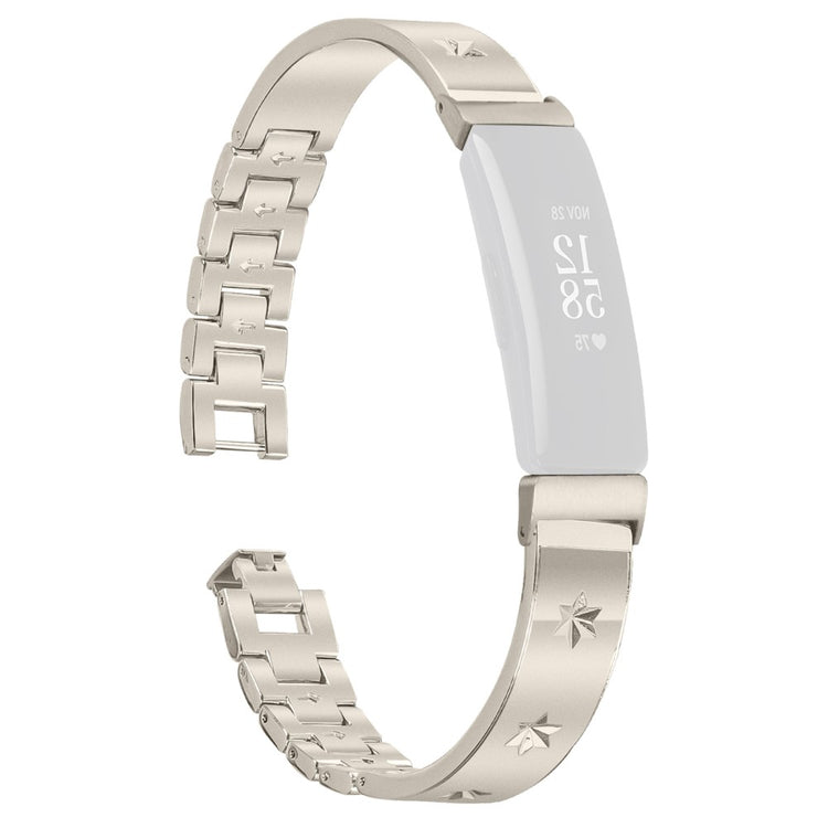 Fitbit Inspire 2 Replacement Strap Metal Watch Band Snowflake Pattern - Starlight#serie_4