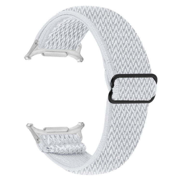 Samsung Galaxy Watch Ultra 47mm Nylon Watch Band Adjustable Elastic Wrist Strap with Silver Connector - White#serie_1
