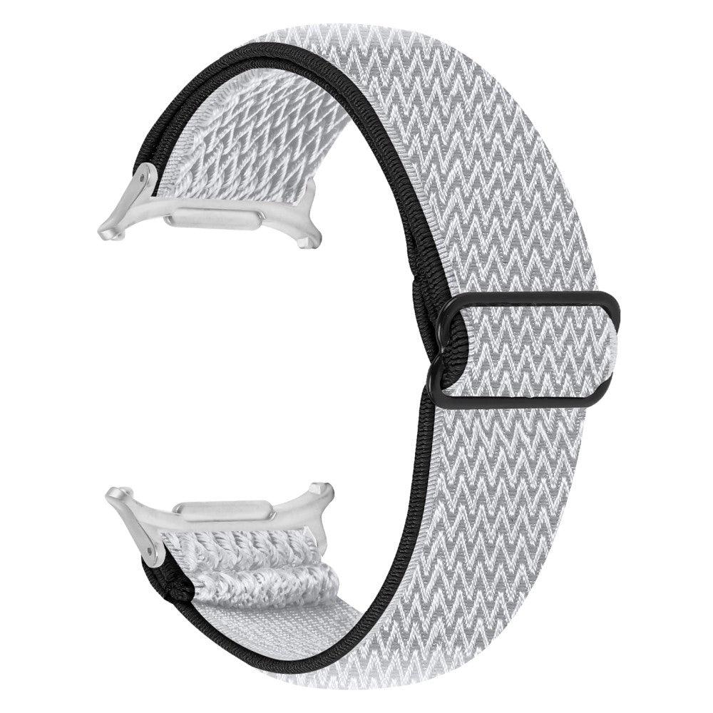 Samsung Galaxy Watch Ultra 47mm Nylon Watch Band Adjustable Elastic Wrist Strap with Silver Connector - Black  /  White#serie_4