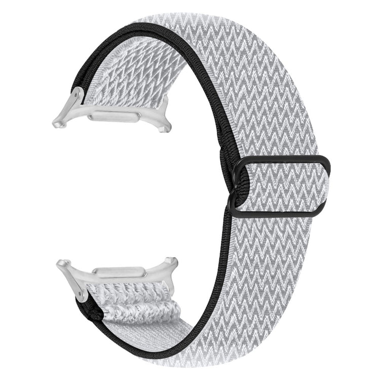 Samsung Galaxy Watch Ultra 47mm Nylon Watch Band Adjustable Elastic Wrist Strap with Silver Connector - Black  /  White#serie_4