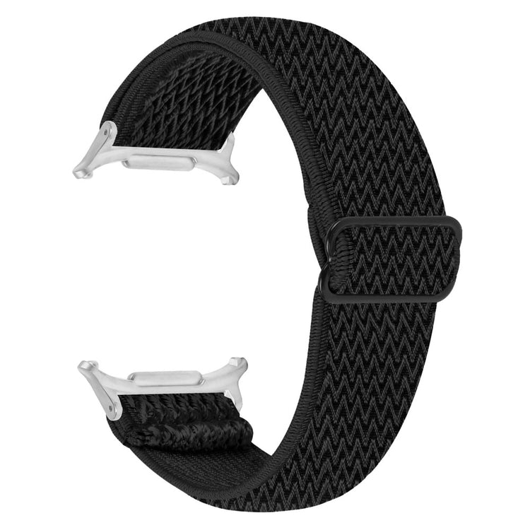 Samsung Galaxy Watch Ultra 47mm Nylon Watch Band Adjustable Elastic Wrist Strap with Silver Connector - Black#serie_5