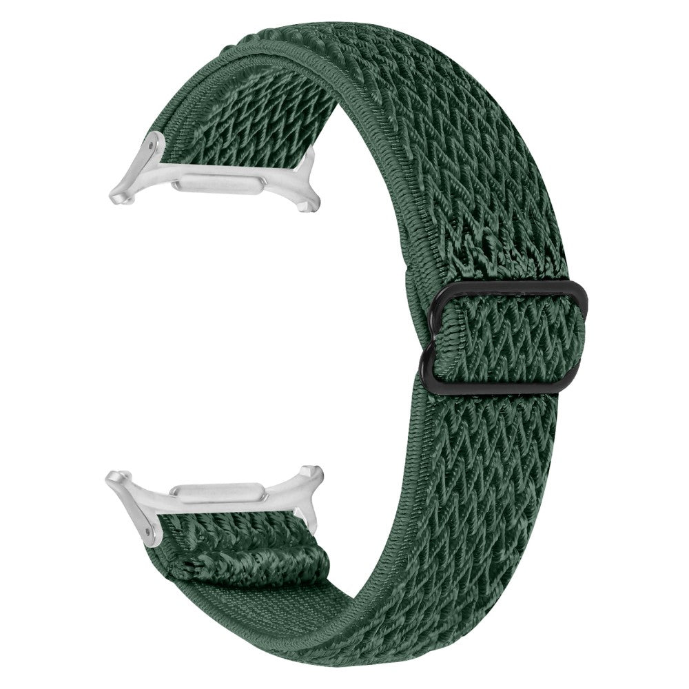 Samsung Galaxy Watch Ultra 47mm Nylon Watch Band Adjustable Elastic Wrist Strap with Silver Connector - Army Green#serie_7