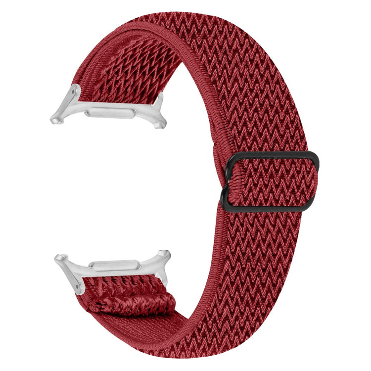 Samsung Galaxy Watch Ultra 47mm Nylon Watch Band Adjustable Elastic Wrist Strap with Silver Connector - Red#serie_9