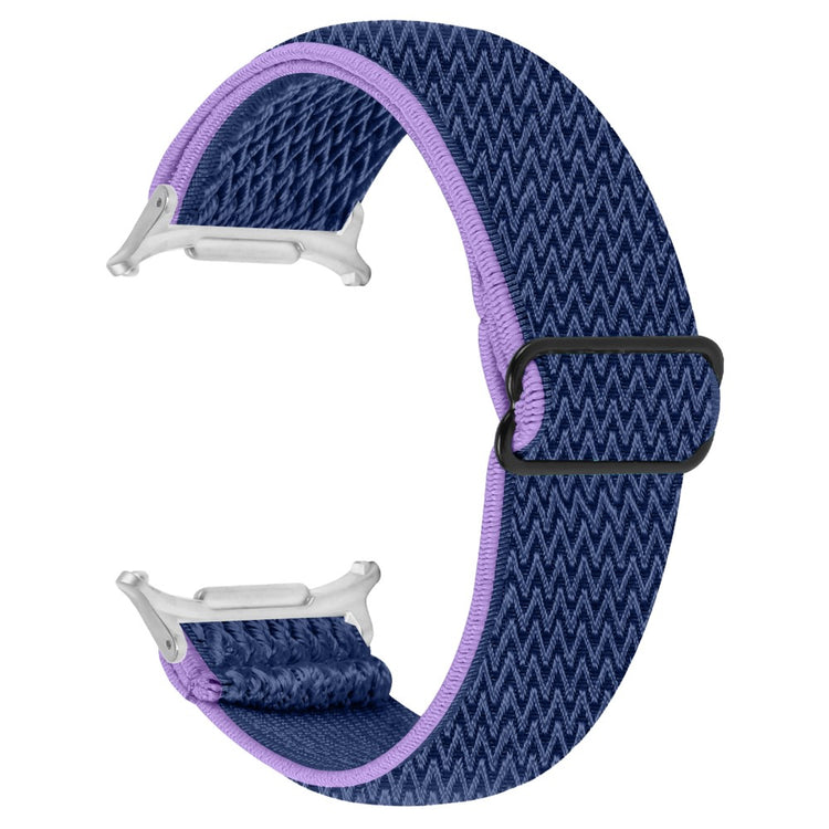 Samsung Galaxy Watch Ultra 47mm Nylon Watch Band Adjustable Elastic Wrist Strap with Silver Connector - Purple  /  Blue#serie_10