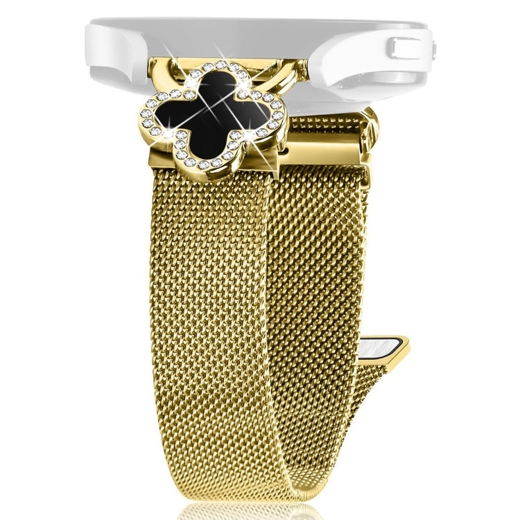 Garmin Instinct 2S Milanese Band Electroplated Stainless Steel Watch Strap Clover Decor, Size: S - Gold / Black#serie_2