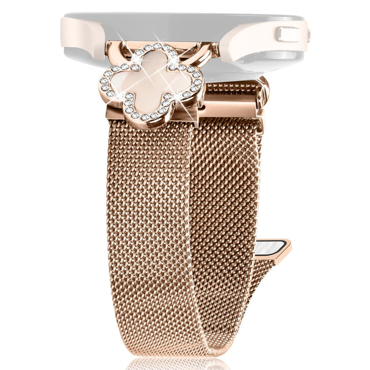 Garmin Instinct 2S Milanese Band Electroplated Stainless Steel Watch Strap Clover Decor, Size: S - Rose Gold / Colored#serie_3