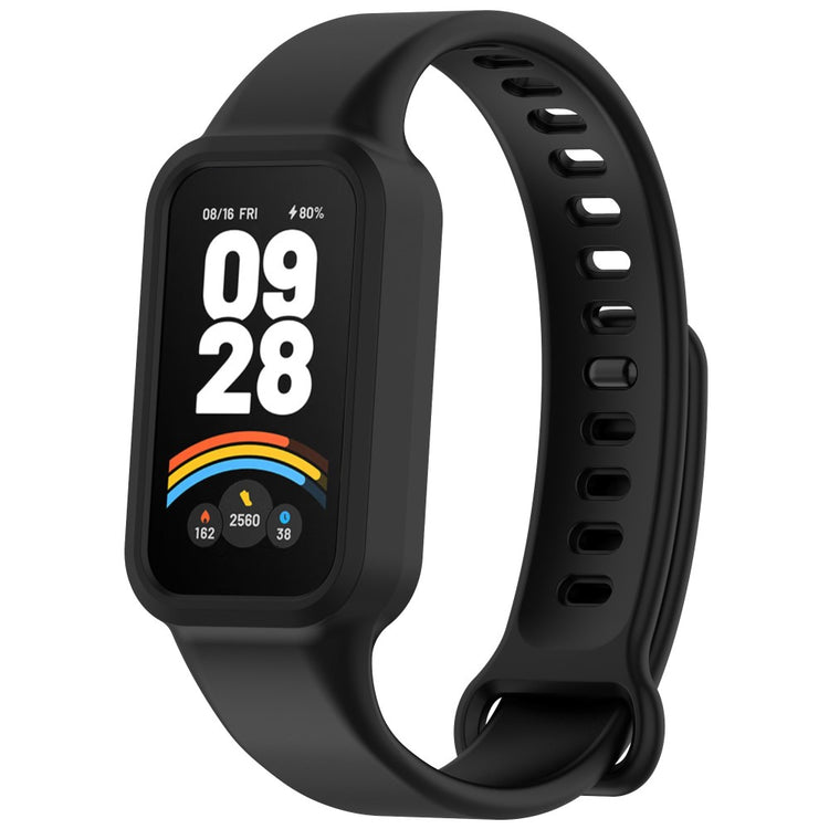 Xiaomi Smart Band 9 Active / Redmi Band 3 Watch Band Soft Silicone Strap with Watch Case - Black#serie_1