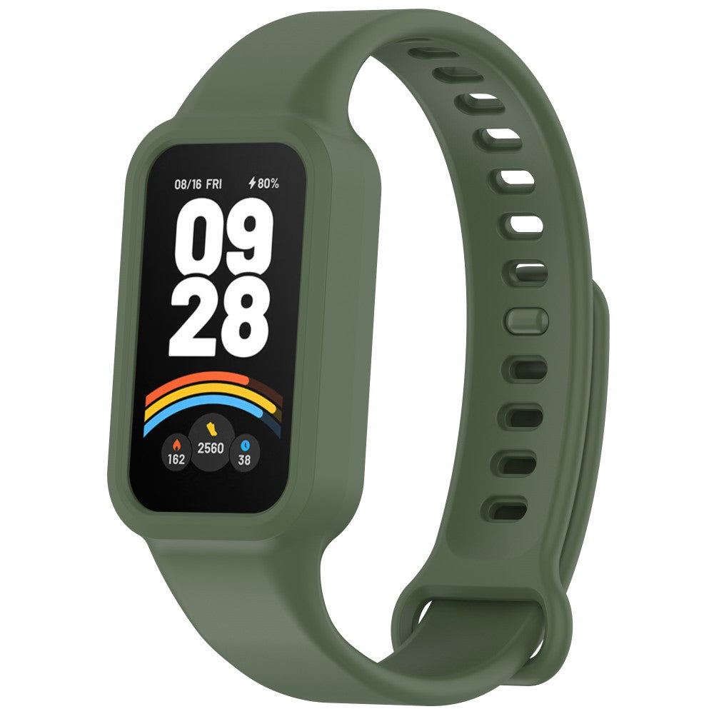 Xiaomi Smart Band 9 Active / Redmi Band 3 Watch Band Soft Silicone Strap with Watch Case - Retro Green#serie_5