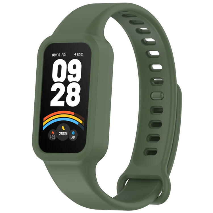 Xiaomi Smart Band 9 Active / Redmi Band 3 Watch Band Soft Silicone Strap with Watch Case - Retro Green#serie_5