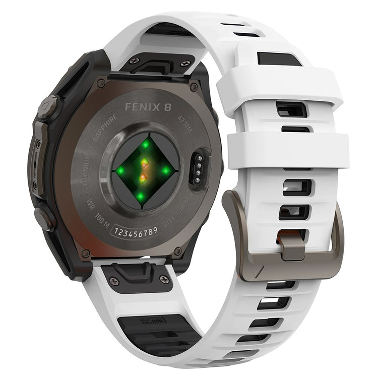 KALEBOL QuickFit 22mm Watch Strap Garmin Fenix 7 Pro / 7 / 6 Pro Dual Color Silicone Wrist Band - White+Black#serie_1