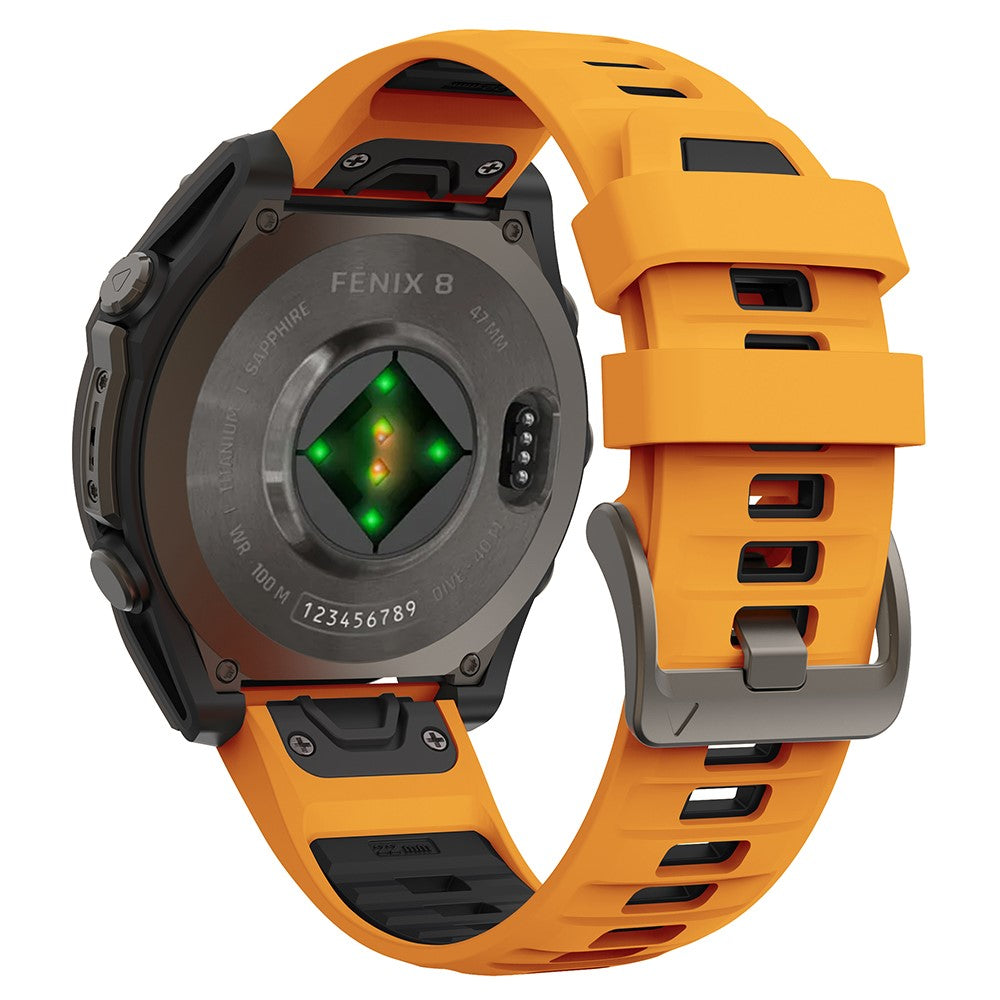 KALEBOL QuickFit 22mm Watch Strap Garmin Fenix 7 Pro / 7 / 6 Pro Dual Color Silicone Wrist Band - Orange+Black#serie_3