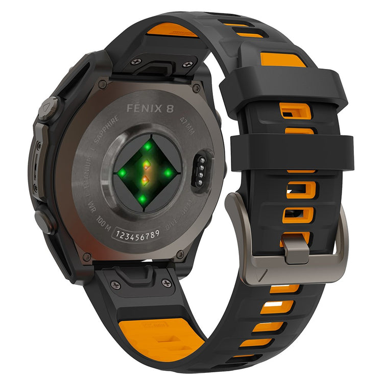 KALEBOL QuickFit 22mm Watch Strap Garmin Fenix 7 Pro / 7 / 6 Pro Dual Color Silicone Wrist Band - Black+Orange#serie_4