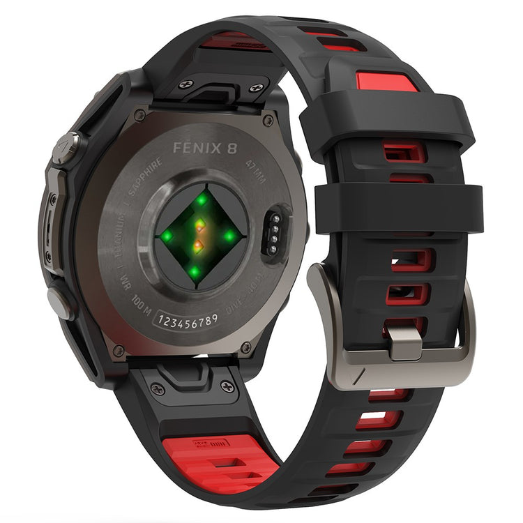 KALEBOL QuickFit 22mm Watch Strap Garmin Fenix 7 Pro / 7 / 6 Pro Dual Color Silicone Wrist Band - Black+Red#serie_5