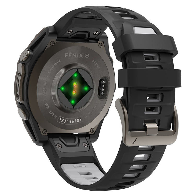 KALEBOL QuickFit 22mm Watch Strap Garmin Fenix 7 Pro / 7 / 6 Pro Dual Color Silicone Wrist Band - Black+Grey#serie_6