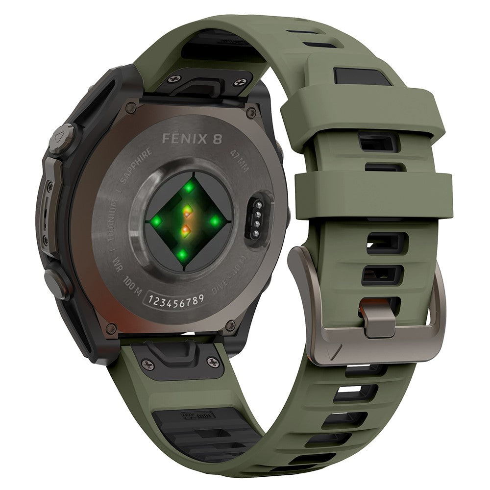 KALEBOL QuickFit 22mm Watch Strap Garmin Fenix 7 Pro / 7 / 6 Pro Dual Color Silicone Wrist Band - Army Green+Black#serie_8