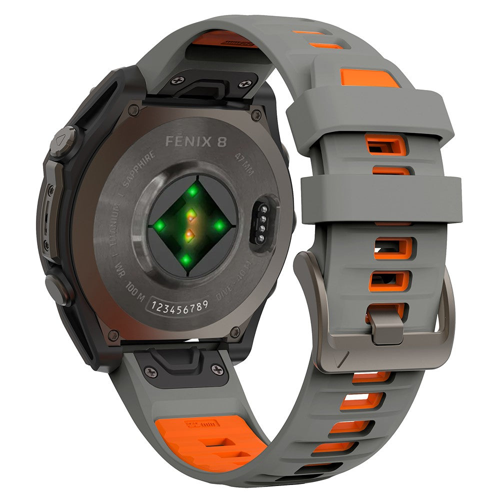 KALEBOL QuickFit 22mm Watch Strap Garmin Fenix 7 Pro / 7 / 6 Pro Dual Color Silicone Wrist Band - Grey+Orange#serie_11