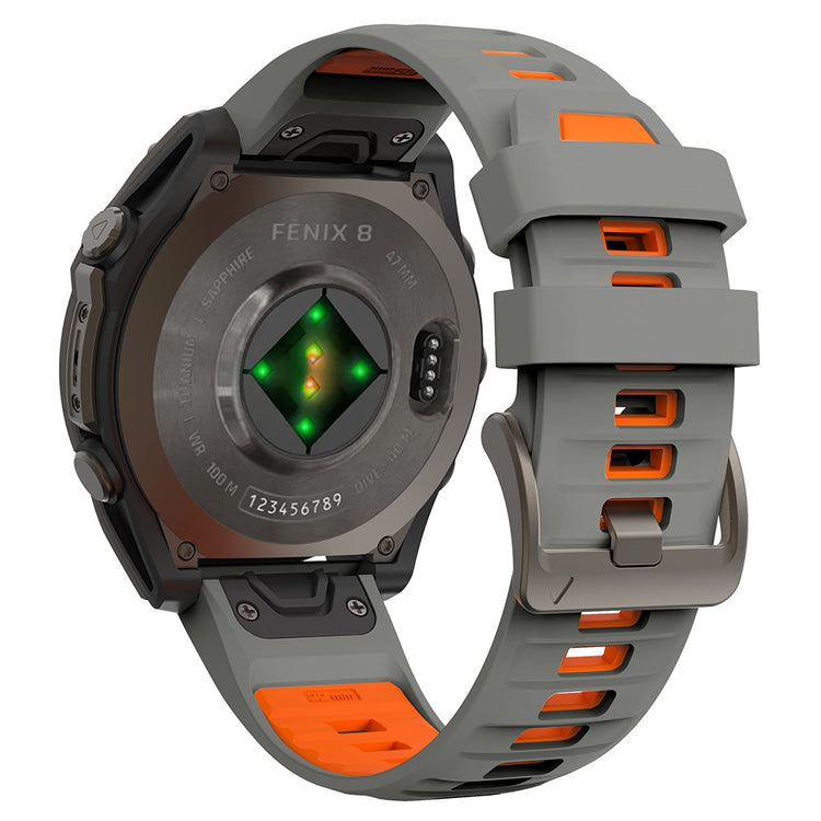 KALEBOL QuickFit 22mm Watch Strap Garmin Fenix 7 Pro / 7 / 6 Pro Dual Color Silicone Wrist Band - Grey+Orange#serie_11
