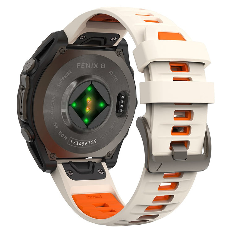 KALEBOL QuickFit 22mm Watch Strap Garmin Fenix 7 Pro / 7 / 6 Pro Dual Color Silicone Wrist Band - Starlight+Orange#serie_12