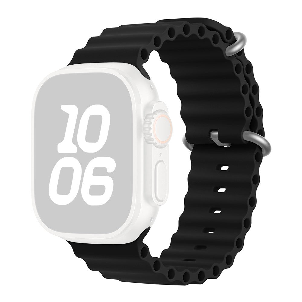 KALEBOL Ocean Silicone Band Apple Watch Series 10 46mm Breathable Soft Watch Strap - Black#serie_1